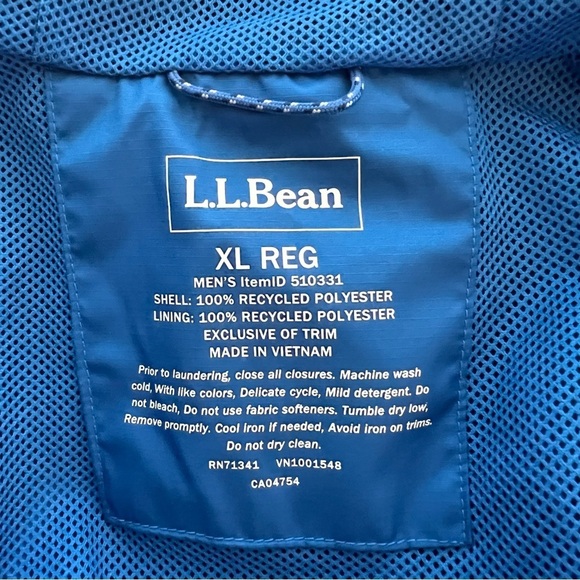L.L. Bean Men's Blue Waterproof Windbreaker Jacket XL - Picture 12 of 12